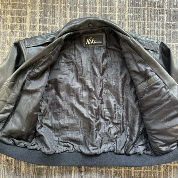Vintage leather bomber jacket by Niki size XL - Picture 4 of 8